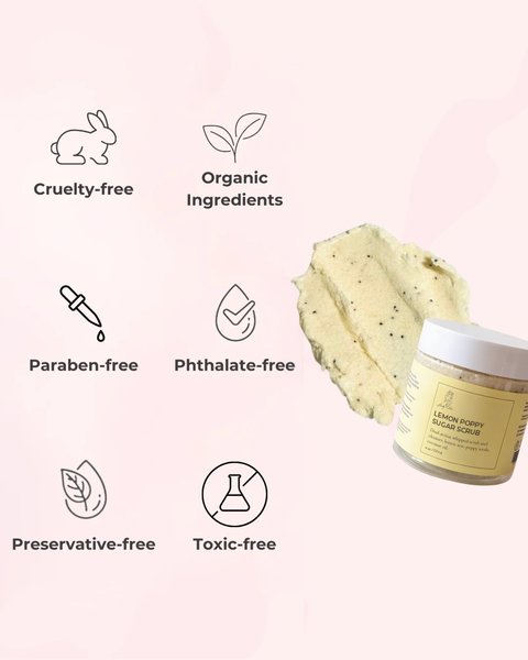 Handcrafted Lemon Poppy Sugar Scrub – Fresh Exfoliation & Brightening Glow