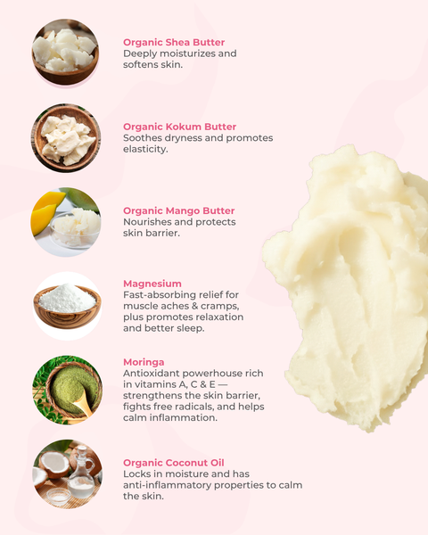 Bergamot Magnesium + Moringa Whipped Body Butter – Muscle Recovery & Deep Hydration