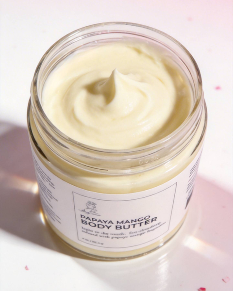 Travel Size Organic Papaya Mango Body Butter + Coconut Citrus Scrub Gift Set l 4 oz ea