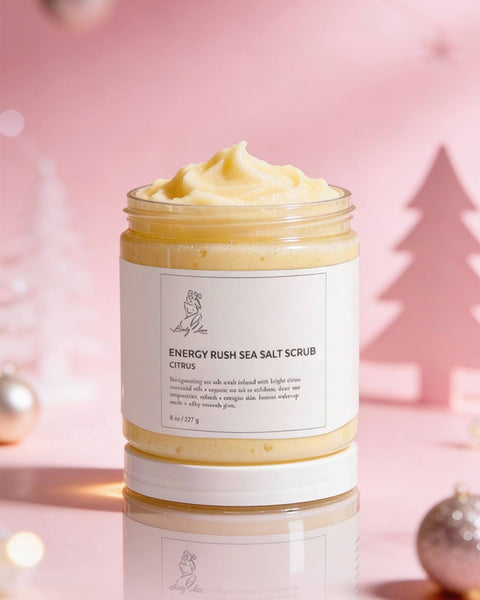Handcrafted Energy Rush Citrus Sea Salt Scrub with Bath Bomb Gift