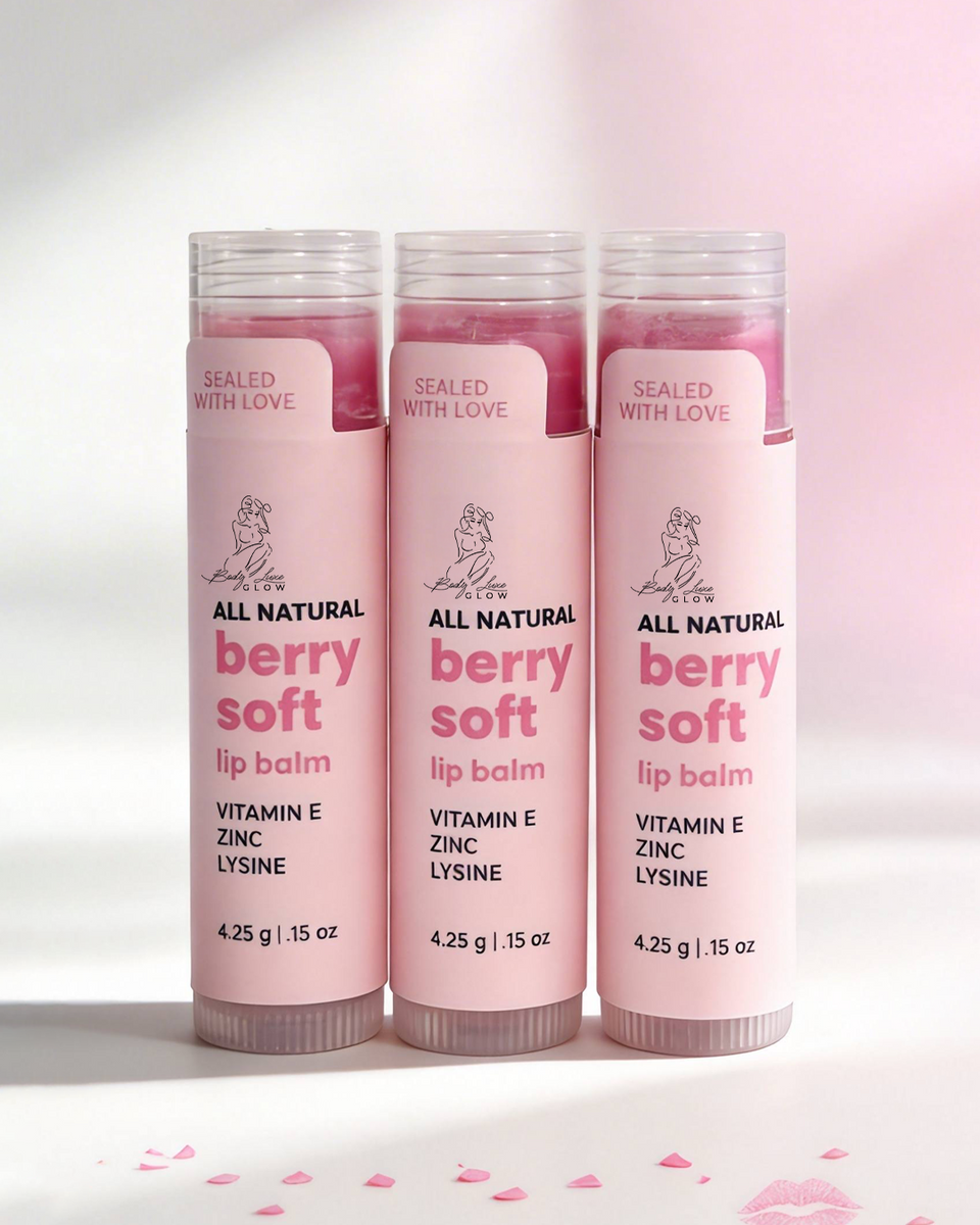 Berry Soft Lip Balm (3 Pack) – All Natural Strawberry Hydrating Balm w