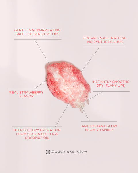Berry Soft Lip Scrub – All Natural Strawberry Sugar Exfoliator with Cocoa Butter & Vitamin E