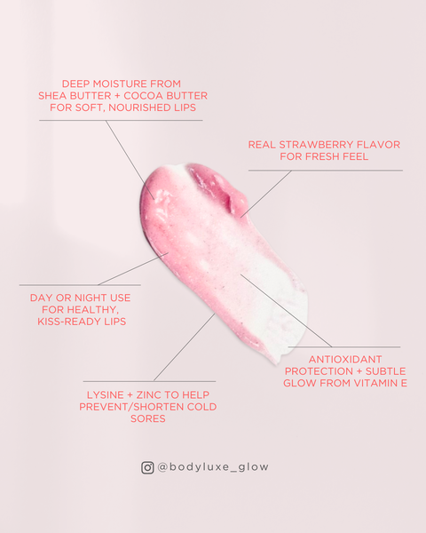 Berry Soft Lip Balm (3 Pack) – All Natural Strawberry Hydrating Balm with Vitamin E, Zinc & Lysine