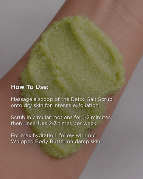 Handcrafted Detox Lemongrass + Eucalyptus Sea Salt Scrub - Natural Dry Skin Relief, Circulation Boost 4 oz