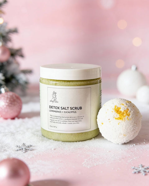 Handcrafted Detox Lemongrass + Eucalyptus Sea Salt Scrub - Natural  Dry Skin Relief, Circulation Boost +  Bath Bomb Gift