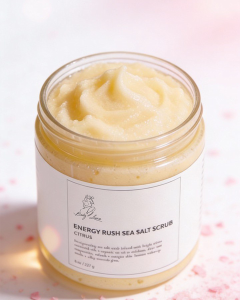 Travel Size Energy Rush Citrus Sea Salt Scrub + Papaya Mango Body Butter Gift Set Bundle l 4 oz ea