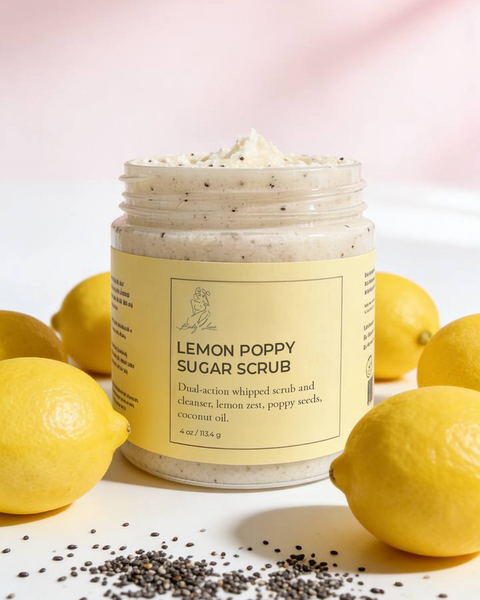 Handcrafted Lemon Poppy Sugar Scrub – Fresh Exfoliation & Brightening Glow