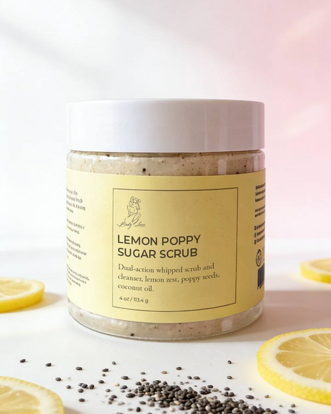 Handcrafted Lemon Poppy Sugar Scrub – Fresh Exfoliation & Brightening Glow