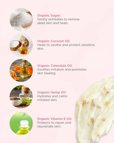 Coconut Citrus Scrub & Unscented Body Butter Set, Natural Skincare + Lemongrass bombs