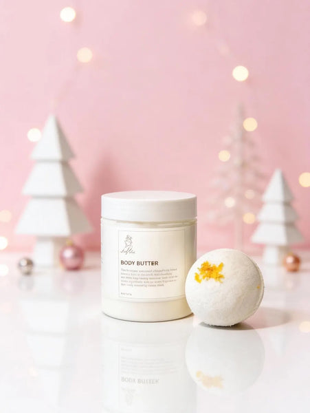 Unscented Whipped Body Butter, All-Natural Eczema Relief + Lemongrass Bath Bomb